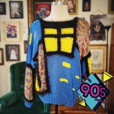 Vintage 90s WINDOW SWEATER with Angora Fur   RARE   