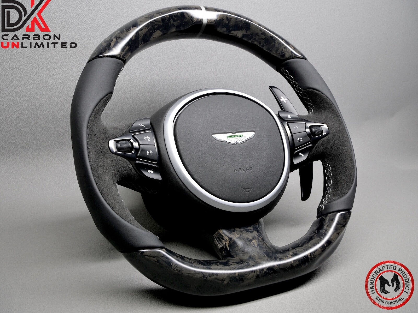 Aston Martin DBS Vantage DB11 White Matte Satin Forged Carbon Steering Wheel v3