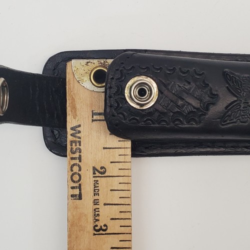 Benchmade Bali-Song Tooled Hard Leather Pouch For 4" Bladed Jody Samsons - Picture 14 of 16