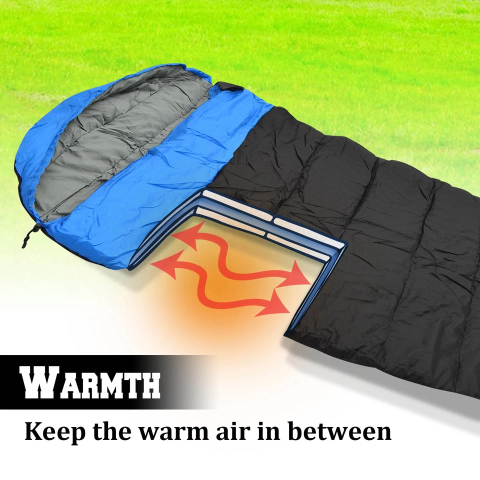 Hooded Sleeping Bag Camping Travel Envelope Blanket Sleep Bag Outdoor Up to 19℉ - Image 2 of 4