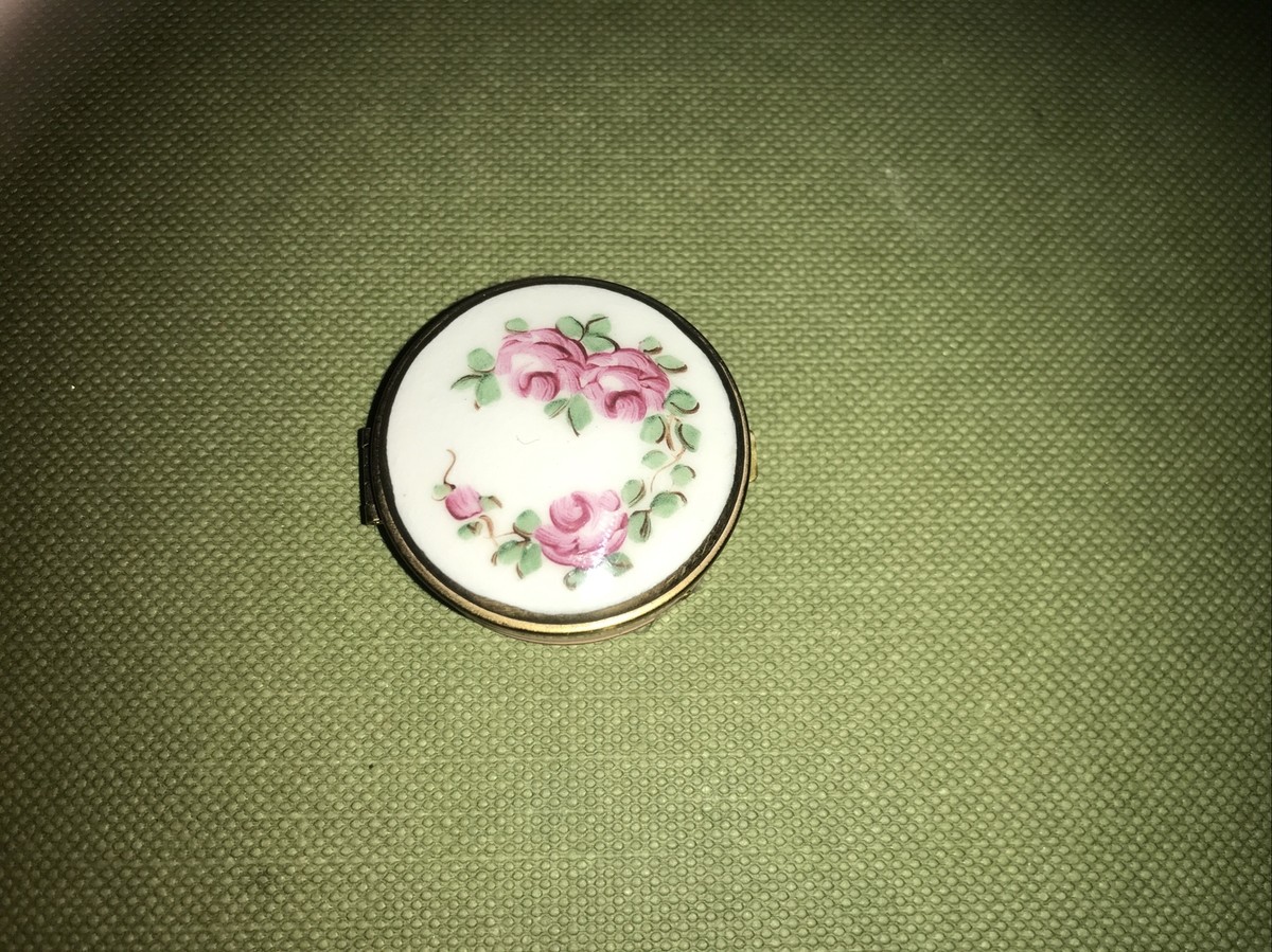 Vintage Hand Painted Roses Rouge Pink Compact | eBay