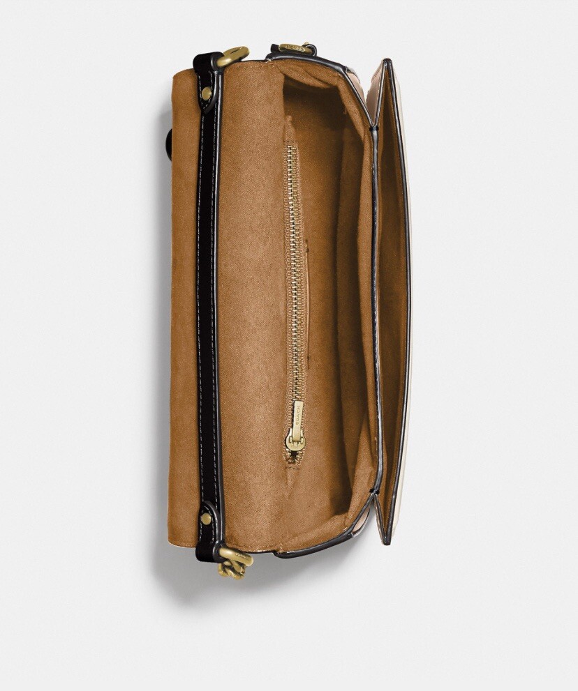 Coach Colorblock Hutton Leather Shoulder Bag Taupe Ginger Multi  