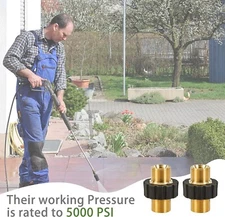 2Pcs Brass Pressure Washer Connector Quick Connect Fitting M22-14mm Hose Adapter