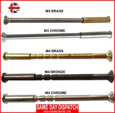 M3 & M4 SCREW CONNECTING BOLTS WITH SLEEVES FOR DOOR HANDLES, ROSES AND ESCUTCHE