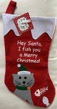 Brand New 18  Felt Pet Cat Christmas Stocking Red and White