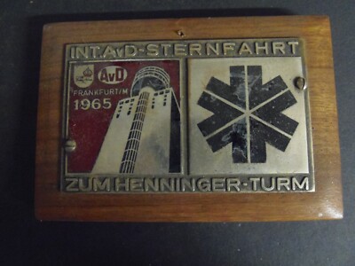 AvD Plakette Frankfurt Int. AvD-Sternfahrt Zum Henninger Turm 1965
