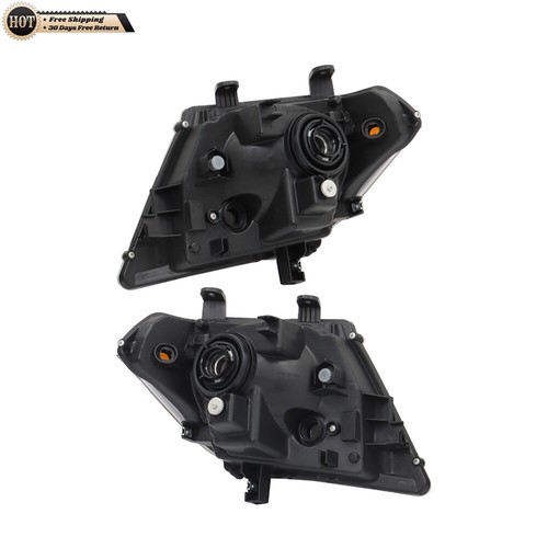 Headlights Black For 2009-2017-2021Nissan Frontier Headlamps Left+Right Halogen - Picture 8 of 14