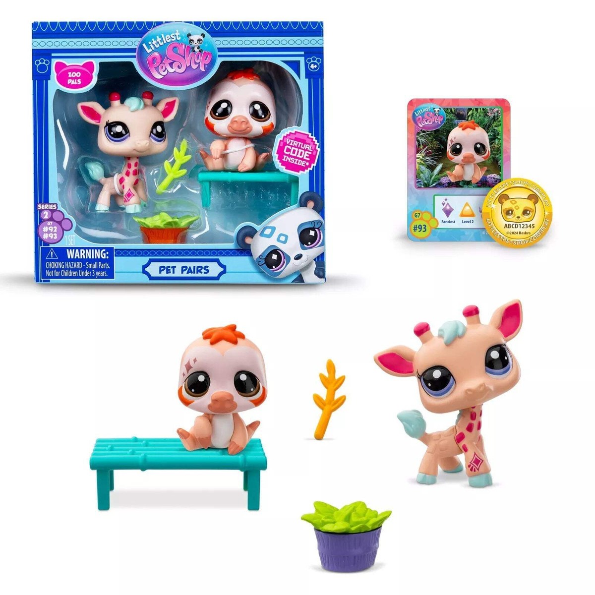 Littlest Pet Shop Pet Pairs Pack Series Zoo Pals #92 #93