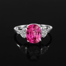 Flawless Ceylon Pink Sapphire Cushion Gemstone 925 Sterling Silver Ring 9x7 MM