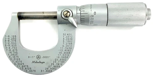 Mitutoyo M225-1 Outside Micrometer, Inch, Friction Thimble, 0-1" .0001” Range