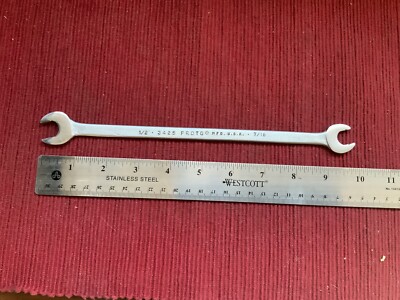Vtg PLOMB PROTO 7/16 & 1/2 Thin Tappet Double Open End Wrench 3425 USA 10  Long