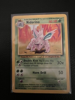 Pokémon TCG Nidorino Base Set 37/102 Regular Unlimited Uncommon