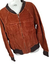Anonymous John Carlisle Women's Rust & Brown Retro Corduroy Bomber Jacket Size L