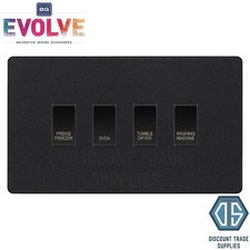 BG Evolve Matt Black Custom Appliance Grid Switch 4 Gang Screwless