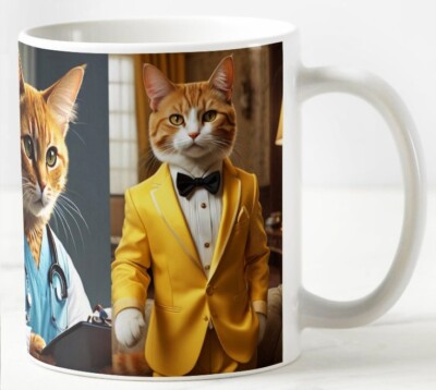 Katzen - Kaffeetasse - Teetasse - Neuheit lustig - Geschenk - menschliche Kleidung - Kätzchen