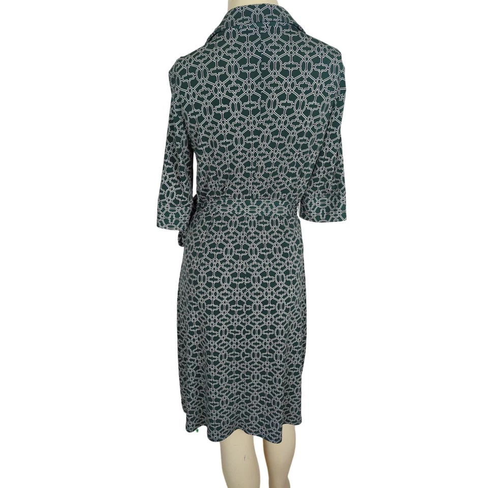 Vestido Laundry by Shelli Segal talla 6 Estampado Geométrico Verde Botón Abajo Carrera Foto 3 de 4