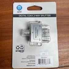 ONN Digital Coaxial 2-Way Splitter Cable TV Antenna Signal Splitter New