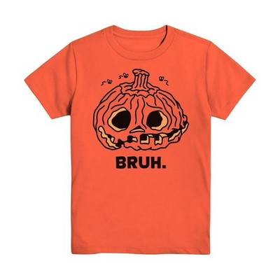 MC Clothing Co Boys Orange Pumpkin Graphic T-Shirt Halloween Crew Neck Size M