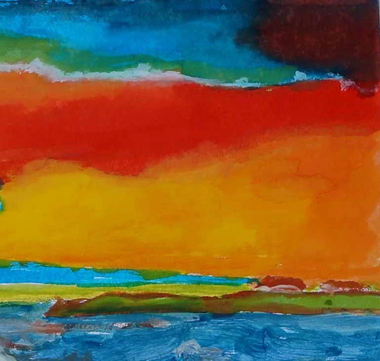 Original Gemälde von Ernst Fermen *1947, Aufkommende Flut - Hallig/Nordsee 1978 - Bild 3 von 4