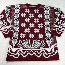 College Point Women's size Large Vintage Long Sweater Maroon White
