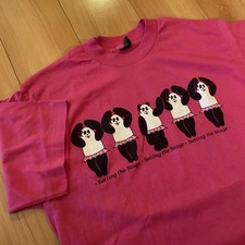 Vintage 80s pink single stitch ballerina pandas &ldquo;Setting the Stage&rdquo; tee Large