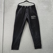 Helmut Lang Men Pants L Black Finest Sweatpants Text Print 30" Inseam Portugal
