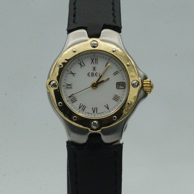 EBEL SPORTWAVE DAMEN UHR STAHL/GOLD 28MM VINTAGE RAR MIT ARMBANDUHR E327