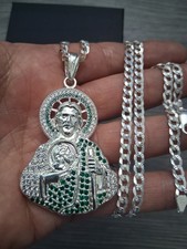 cadena y san judas c/circonia plata 925/cadena y san judas 24" 4,6mm ancho.