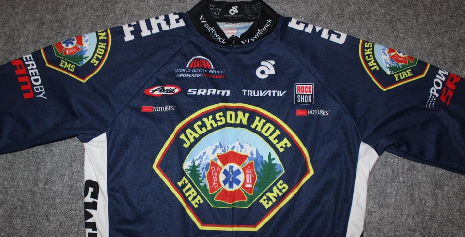 JACKSON HOLE FIRE EMS 3/4 ZIP L/S BIKE JERSEY Teton County Cycling XXL Jersey - Image 2 of 4