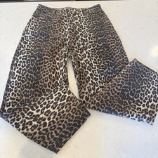Ganni Leopard Print Demin Jeans Size 32 Barrel Leg