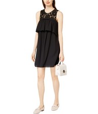 maison Jules Womens Ruffled Lace Trim A-line Dress