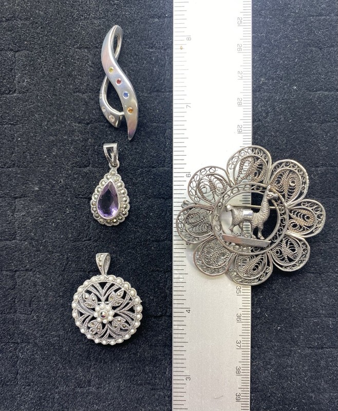Sterling Silver!  Over 29 Grams!! Pendants Handcrafted Stamped And Signed