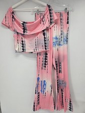 Womens Pink Blue Two Piece Set Size L