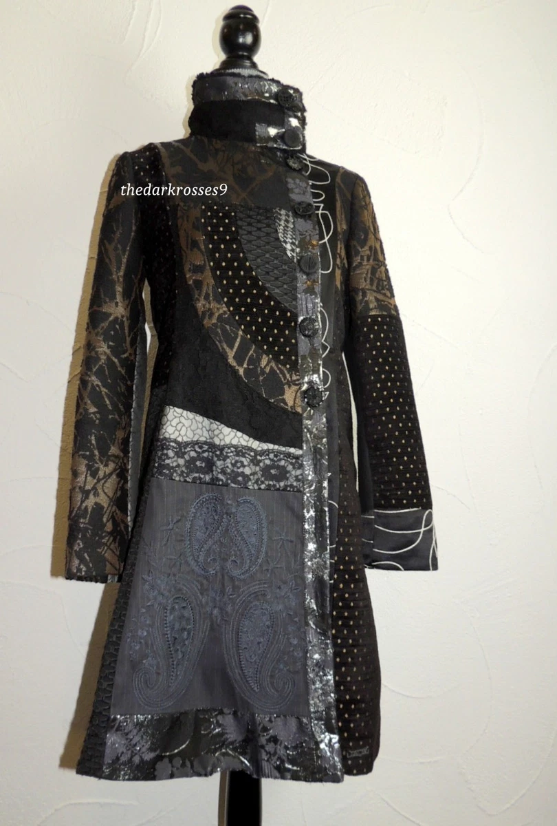 Desigual Mantel Patchwork Stickerei gr.42 strass Tailliert Boho top