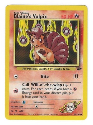 Blaine's Vulpix 66/132 - Gym Challenge - Vintage Pokémon TCG - WoTC - LP