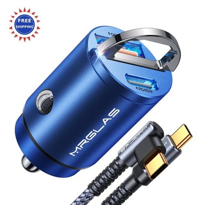 MRGLAS 90W USB C Car Charger Fast Charge PD45W QC45W 3ft Type C Cable