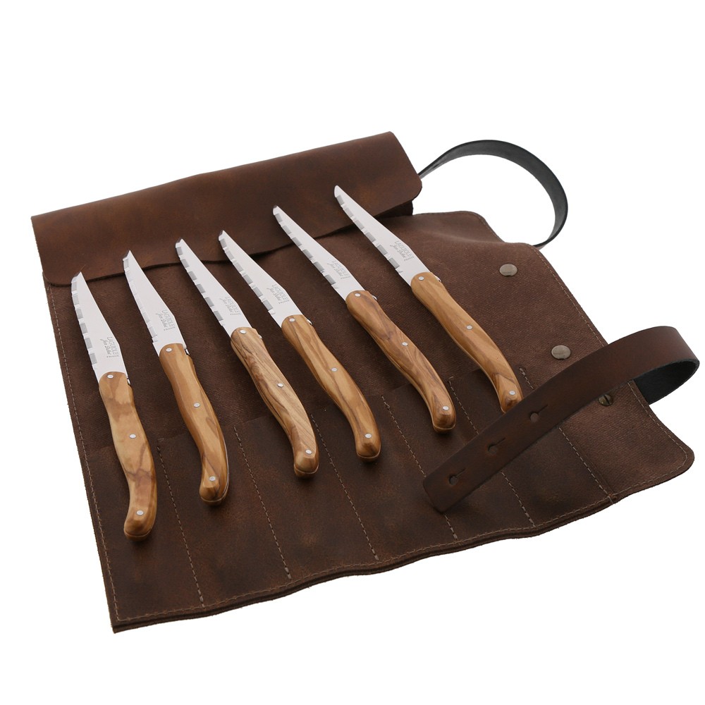 Couteaux de table inox Jean Dubost : set de 6 pièces avec sacoche