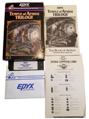 Temple of Apshai Trilogy Atari Commodore 64/128 1985 w/ Manual & Command Card 