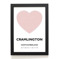 A4 PRINT - Cramlington, Northumberland - Word Heart Design - NZ2676