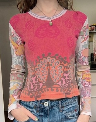 Custo Barcelona sehr seltenes und süßes T-Shirt orientalisches Muster Y2K Vintage Top 