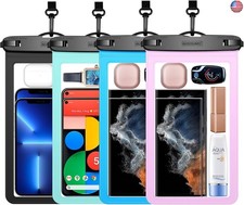 4 Pack 10.5 Large Waterproof Phone Pouch - Underwater Clear Cell Holder -
