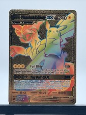 Pokemon Pikachu & Zekrom GX Tag Team Gold Foil Rainbow Art Card 184/181 HP240 