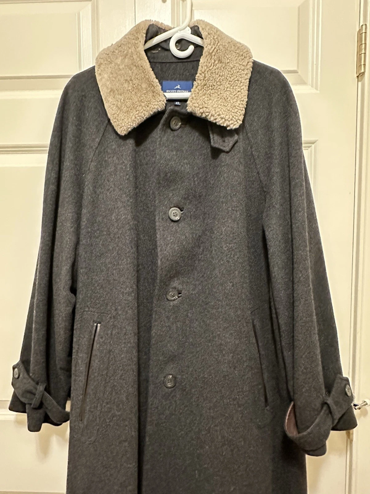 Hickey Freeman Charcoal Gray Wool Overcoat Size 42 image 1
