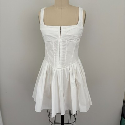 Cherley Women's Mini Dress Off White Corset Style Flare Balletcore Small NWT