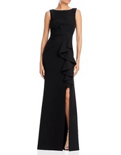 Eliza J EJ8-0110 Ruffle Front Gown Sz 8 Black