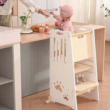 Toddler Tower,Height-Adjustable Step Stool with Sliding Safety Door,Easy to Adju