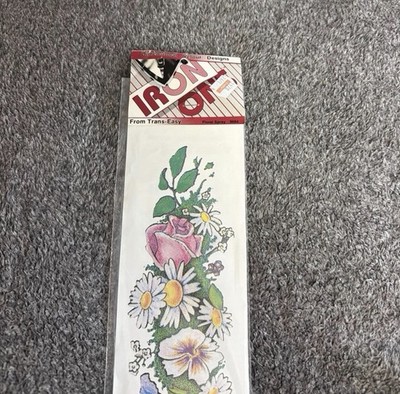 NEW Vtg 80 s Iron-Ons Trans-Easy Dimensional Velour Design - Floral Spray #9664