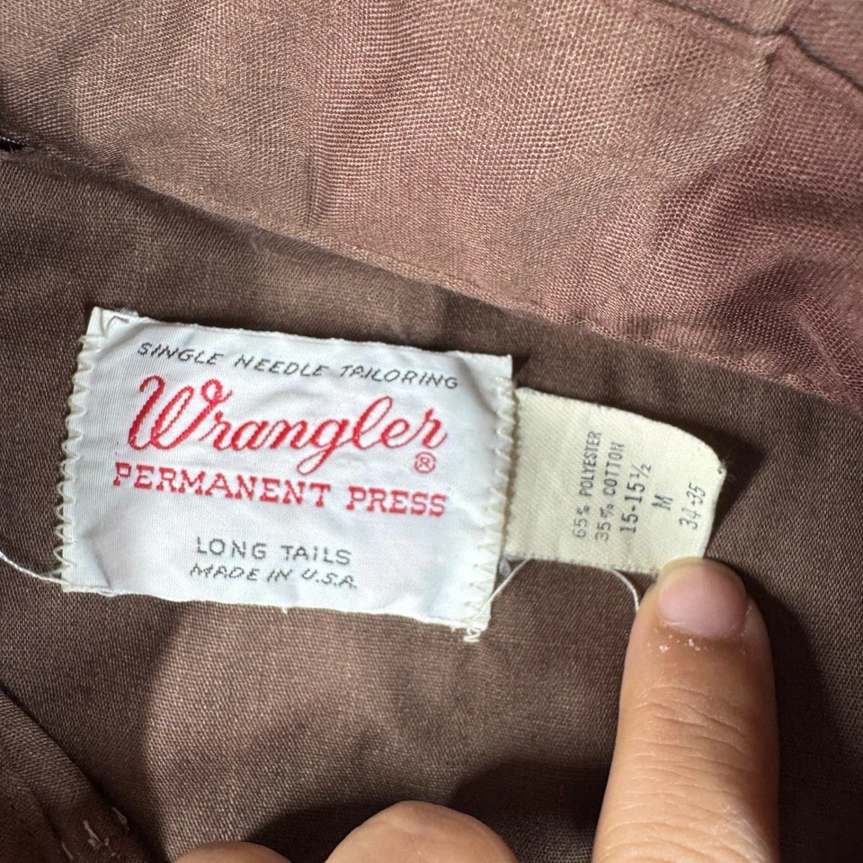 Camisa De Colección Wrangler Colas Largas Perla A Presión Hombres M Marrón Cuadros Yugo Rockabilly Foto 4 de 4