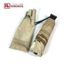 Fendi Zucca FF Pattern Folding Umbrella Beige with Pouch Authentic Elite