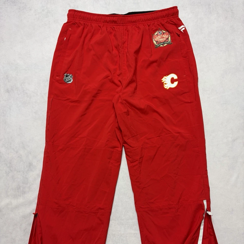 Fanatics 卡尔加里火焰裤男式大号红色 NHL 曲棍球正品职业传统 — 第 2/4 张图片